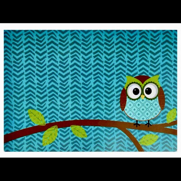 Set of 4 Placemats Woodland Owl 12”x17” Blue New - Picture 2 of 2